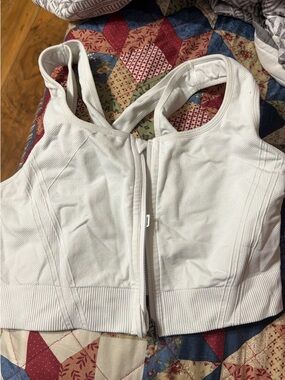 White Front-Zip Sports Bra